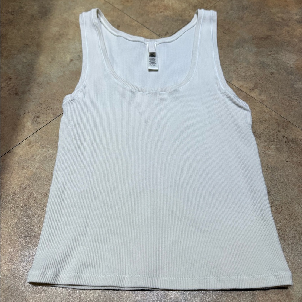 SKIMS Classic White Ribbed Tank Top